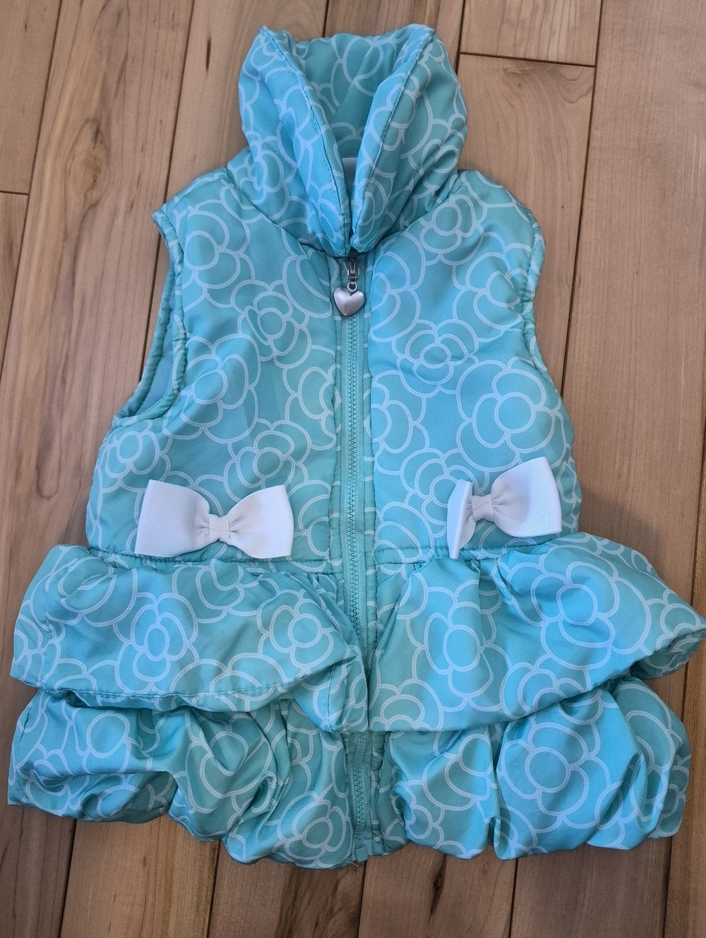 Girls Size 3T Kids Headquarters Aqua Patterned Puffer Vest